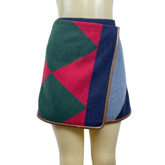 Tory Burch Women's Multicolor Diamond Wrap Mini Skirt Sz 4 - NWT - Picture 1 of 5